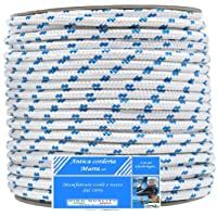 Cuerda Braid Nautica Antica corderia Marra - Treccia Nautica mm 10- 100 m- blanca con segnalino Azul